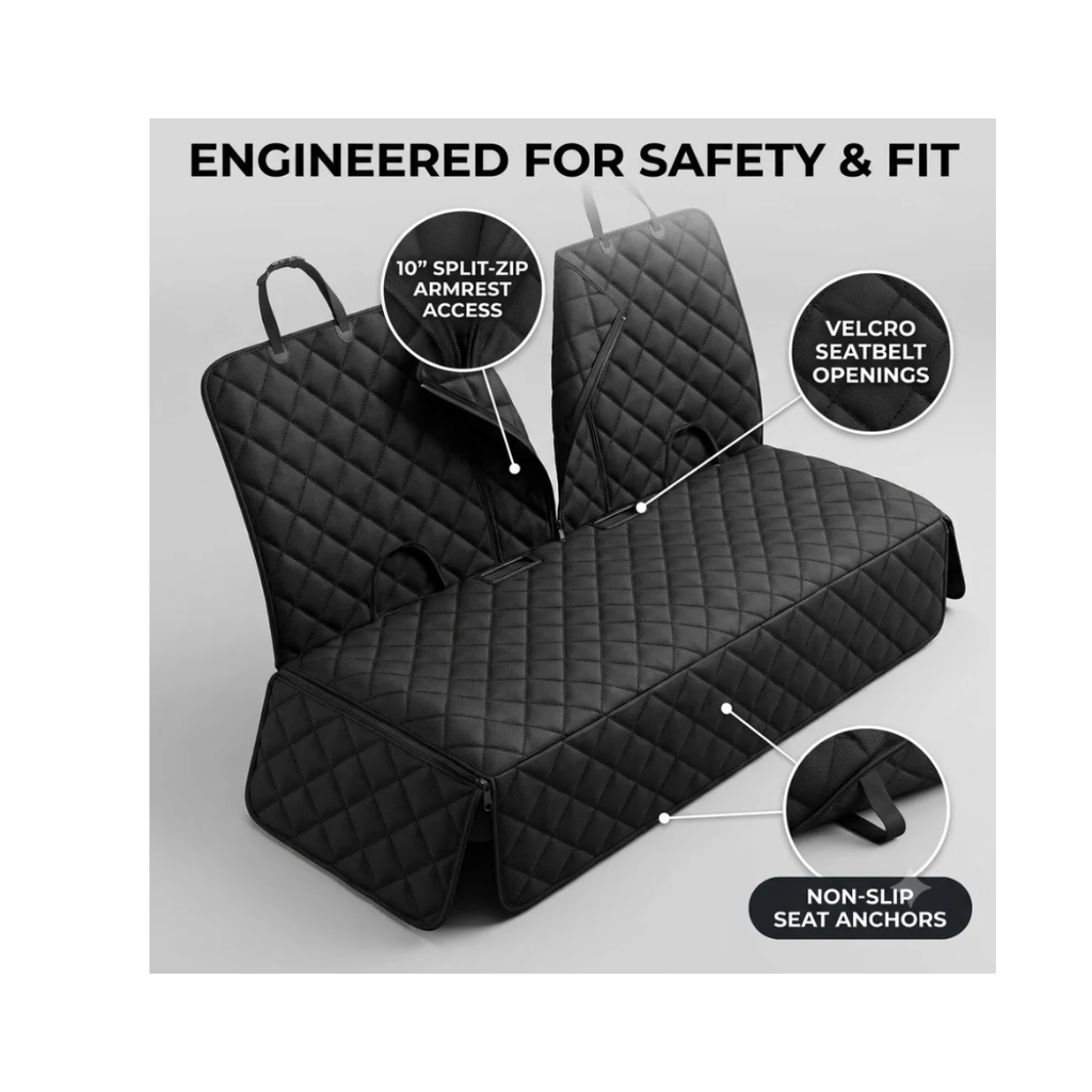 Waterproof Dog Car Seat Cover – 4-Layer Nonslip Pet Bench Protector