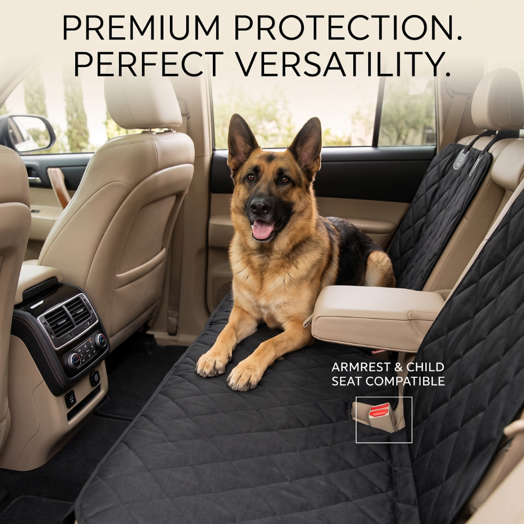 Waterproof Dog Car Seat Cover – 4-Layer Nonslip Pet Bench Protector