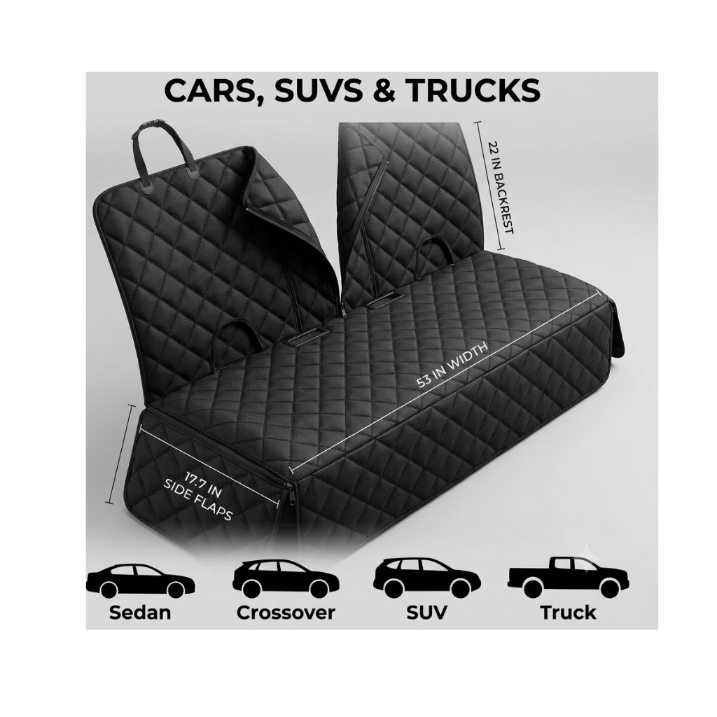 Waterproof Dog Car Seat Cover – 4-Layer Nonslip Pet Bench Protector
